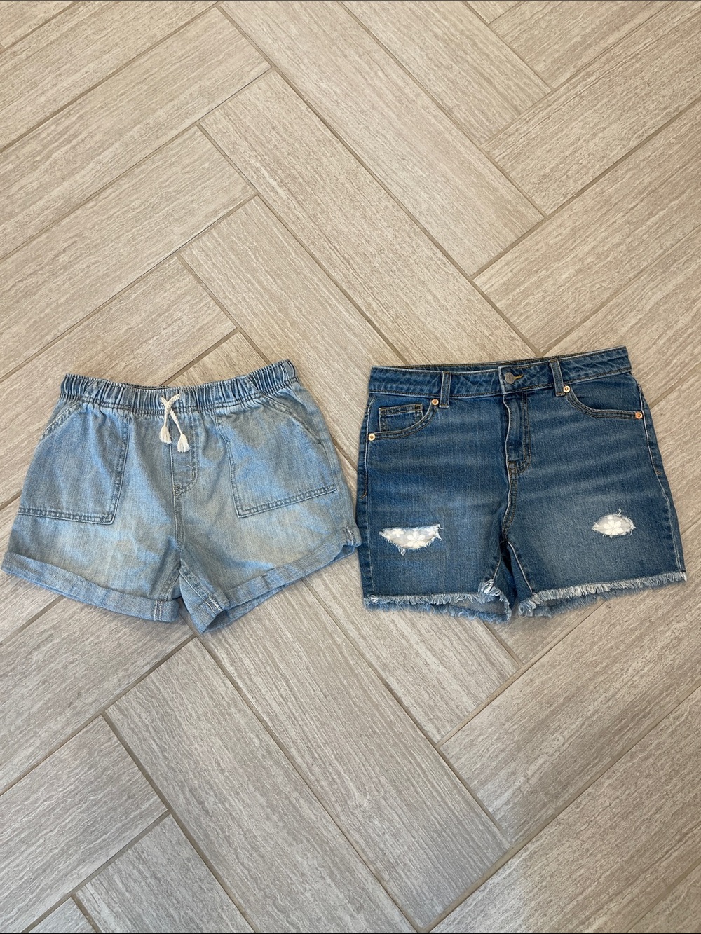 Cat & Jack Light Blue and Dark Blue Denim Shorts Bundle